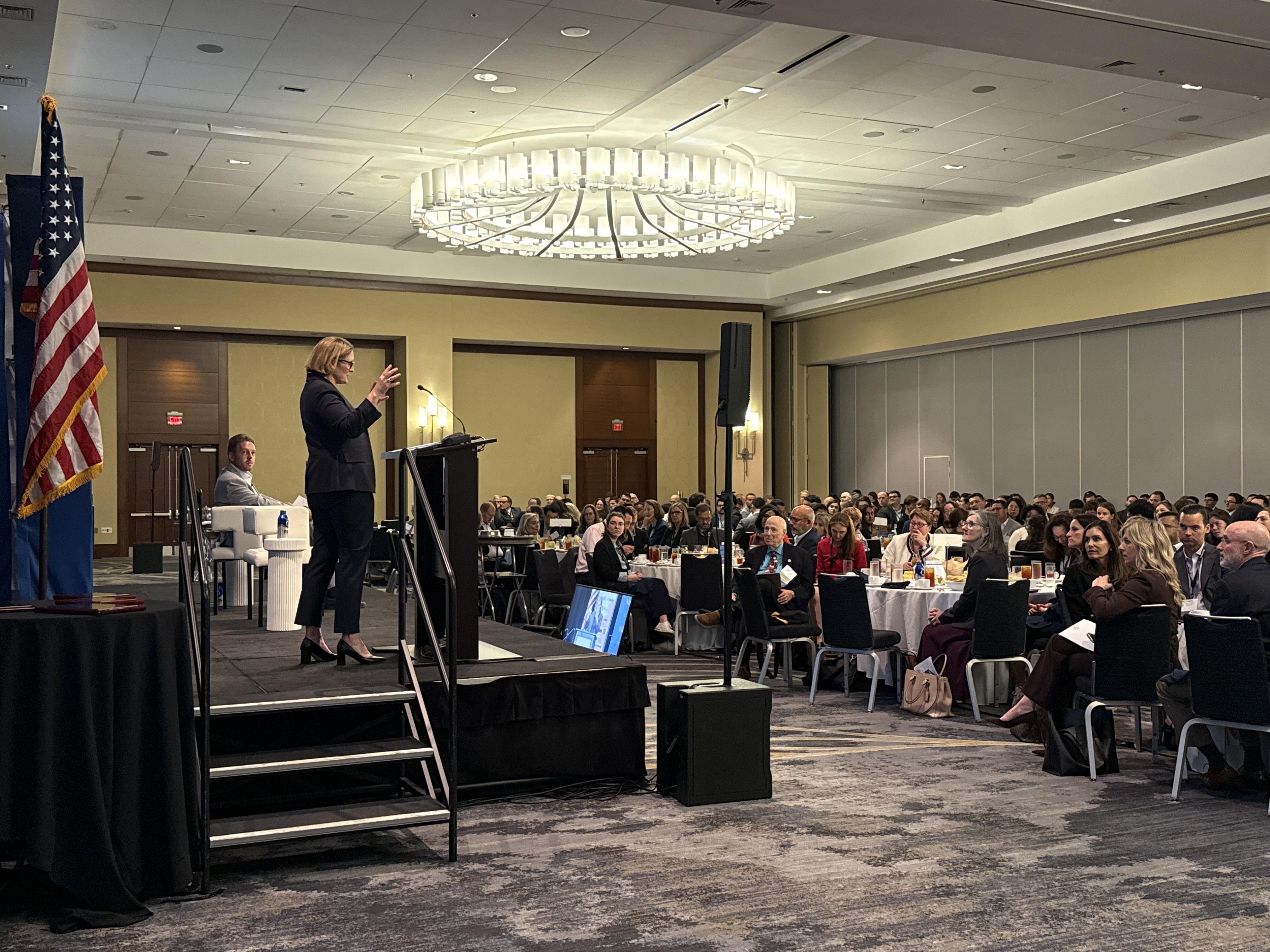 Anna Paulson speaks at the luncheon keynote